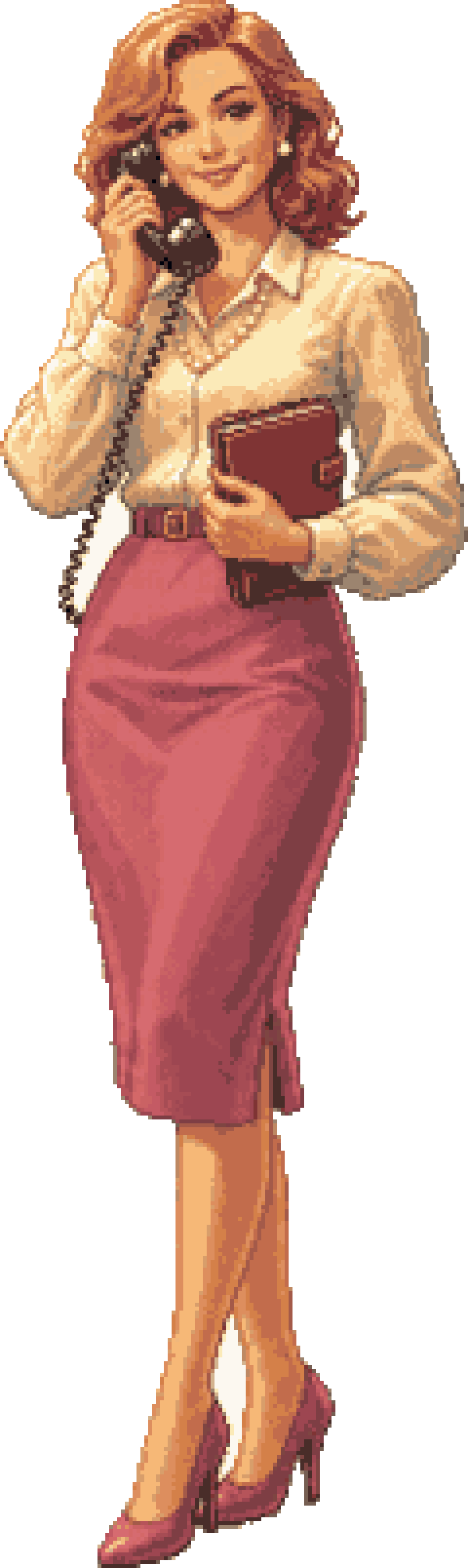 Donna, the Blossom assistant, with a letter and phone